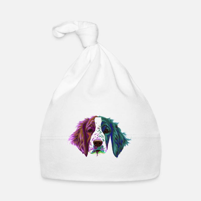 Splash Welsh Springer Spaniel chien - Bonnet bio Bébé - blanc