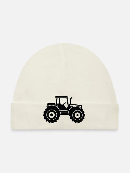 tracteur - Bonnet bio Bébé - blanc - Devant