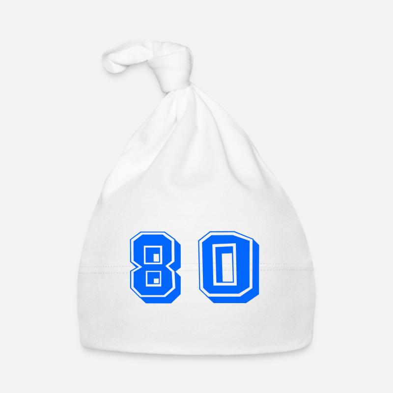 80 ANS. 80e ANNIVERSAIRE. ANNIVERSAIRE 80 ANS. 80 - Bonnet bio Bébé - blanc