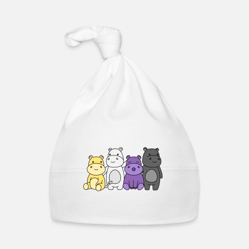 Conception d’hippopotames de drapeau non binaire pour Proud Enbys Bonnet bio Bébé