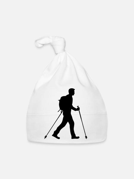 Silhouette d’homme de marche nordique - Bonnet bio Bébé - blanc - Devant
