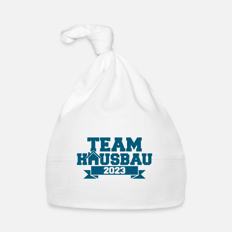 Team Hausbau 2023 - Bauherr Bauherrin Baustelle Baby Bio-Mütze