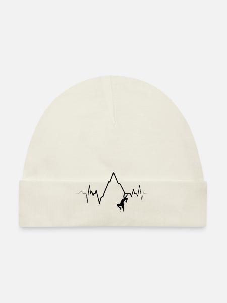 Ecg Heartbeat Graphic Bouldering Mountaineering Bo - Organic Baby Cap - white - Front