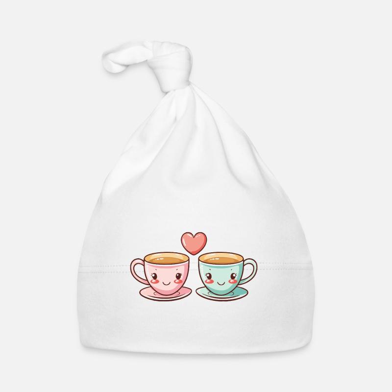 Kaffee Paar Liebe Herz Comic Baby Bio-Mütze