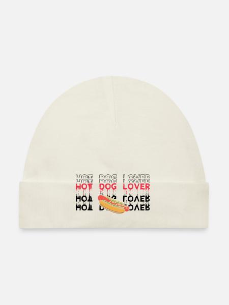 Hot Dog Saucisse Amour Hot dog fast food - Bonnet bio Bébé - blanc - Devant
