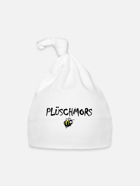 Plüschmors, Hummel, Plattdeutsch - Baby Bio-Mütze - Weiß - Vorne