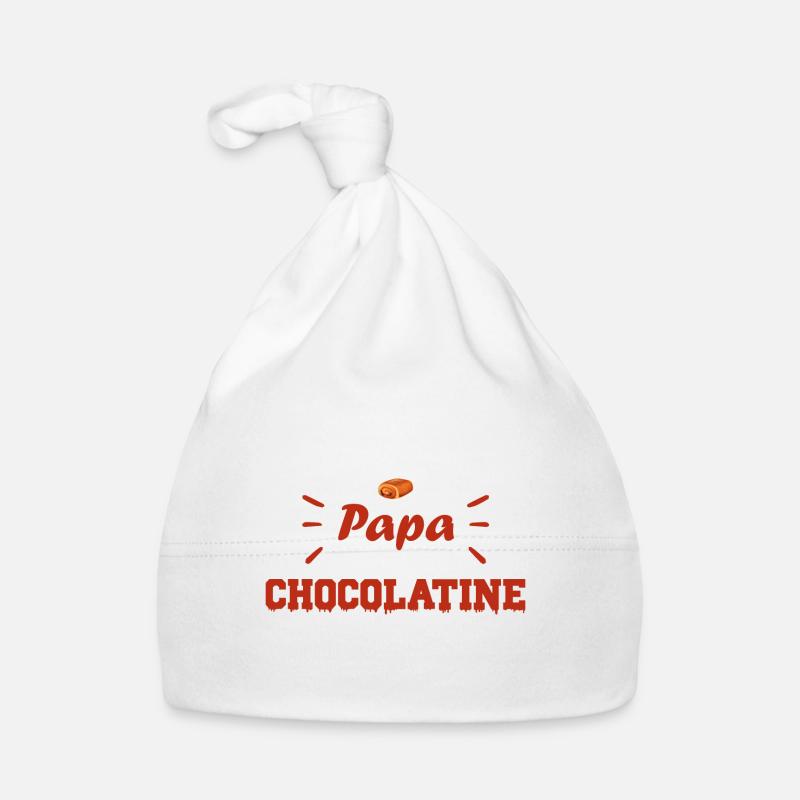Papa chocolatine viennoiserie - Bonnet bio Bébé - blanc