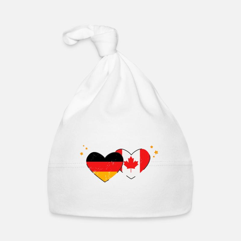 I love Canada Germany Flags Hearts Flags Organic Baby Cap