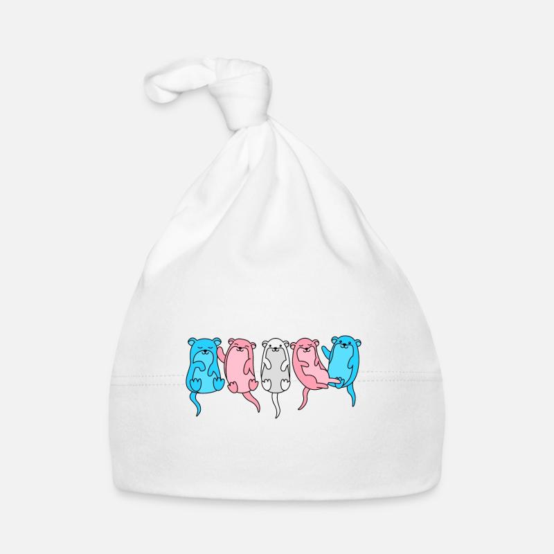 Conception de loutre de drapeau trans pour les personnes trans Bonnet bio Bébé