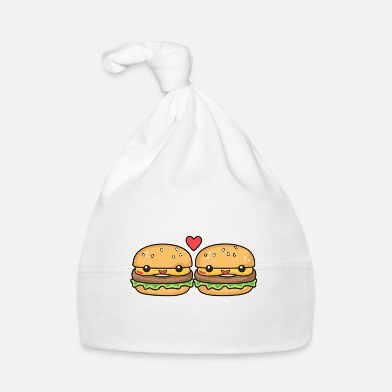 Burger Paar Liebe Herz Comic Baby Bio-Mütze
