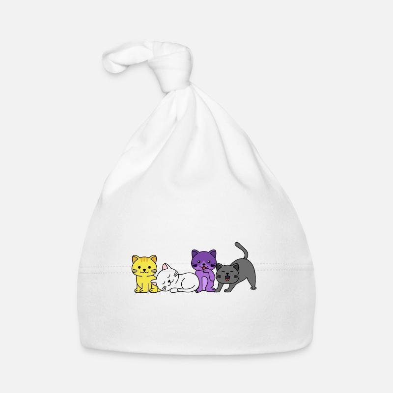 Conception de chat drapeau non binaire pour les fiers Enbys Bonnet bio Bébé
