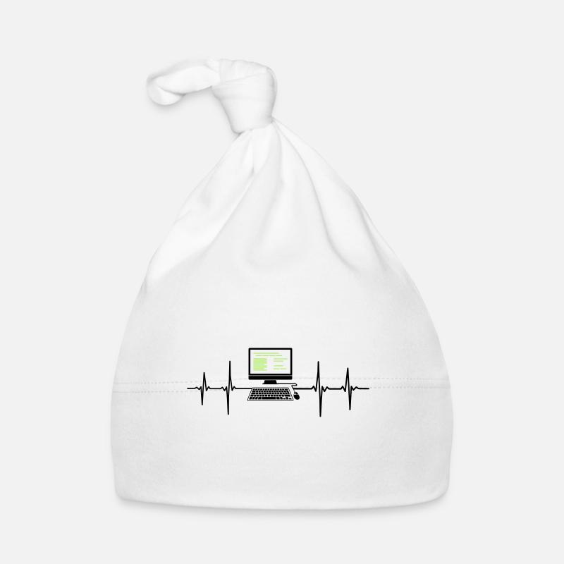Computer EKG Herzschlag Programmierer PC Nerd - Baby Bio-Mütze - Weiß