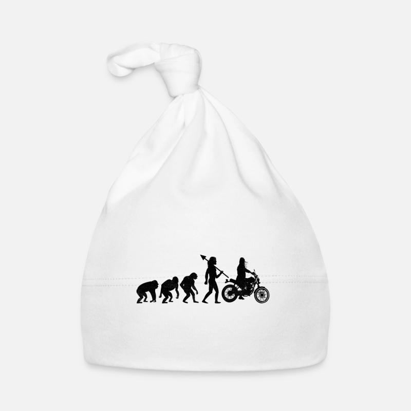 Evolution Motorrad Biker Mutter Motorrad Motorrad Motorrad - Baby Bio-Mütze - Weiß