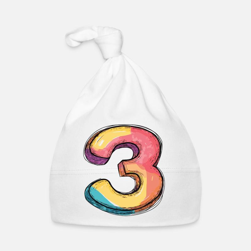 3 Number Colorful Organic Baby Cap