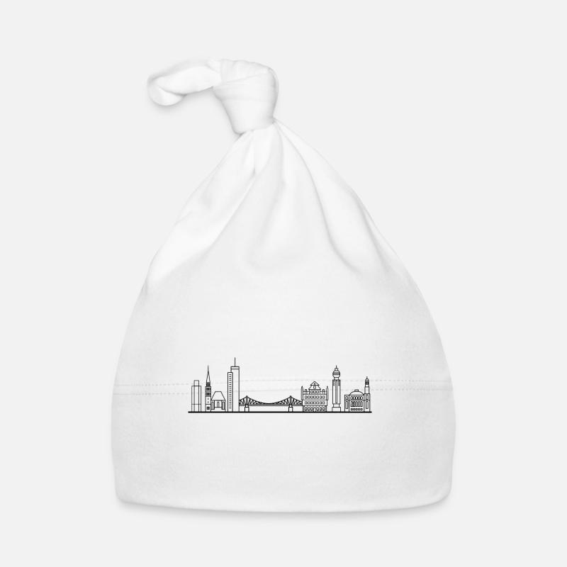 Frankfurter Skyline in Schwarz mit Details Baby Bio-Mütze