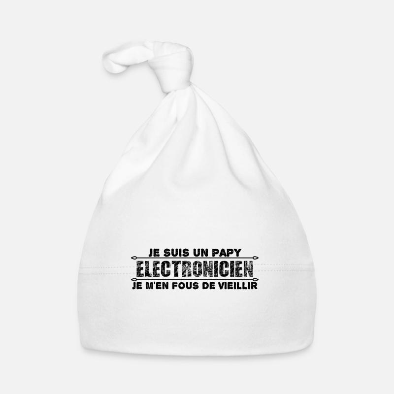 je suis un papy électricien cadeau pour mon papy - Bonnet bio Bébé - blanc