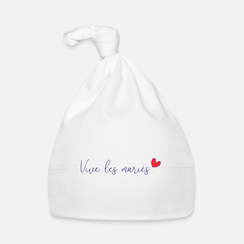 JUST MARRIED. VIVE LES MARIES. SAINT VALENTIN - Bonnet bio Bébé - blanc