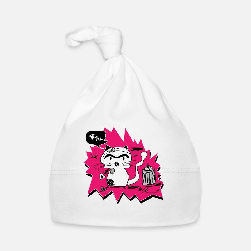 little bad cat - Bonnet bio Bébé - blanc