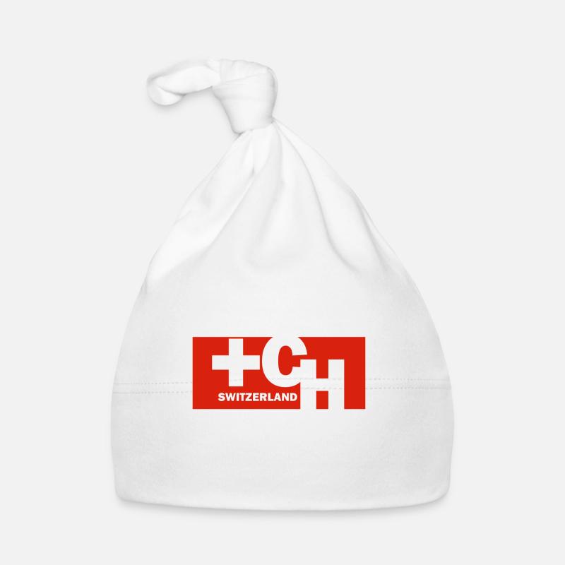 Drapeau suisse bannière cadeau suisse - Bonnet bio Bébé - blanc