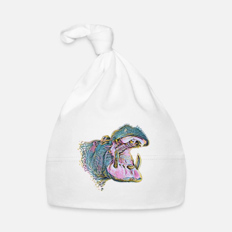 hippo - Organic Baby Cap - white