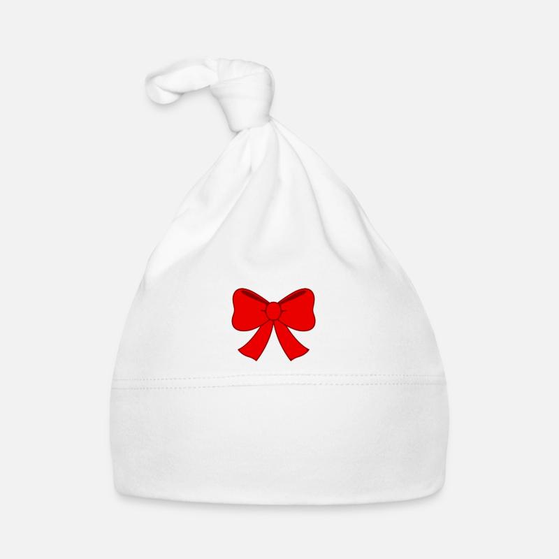 red bow tie ribbon Organic Baby Cap