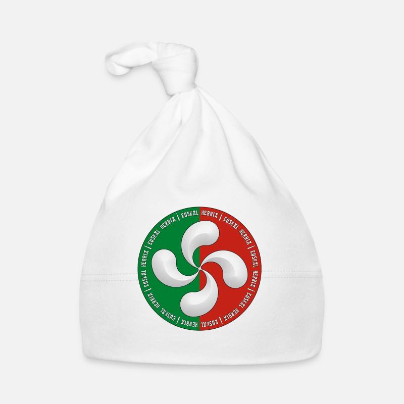 Croix Basque Lauburu - Bonnet bio Bébé - blanc