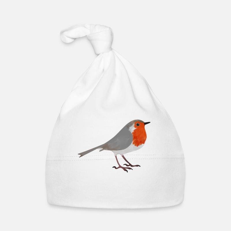 Vogel Rotkehlchen - Baby Bio-Mütze - Weiß