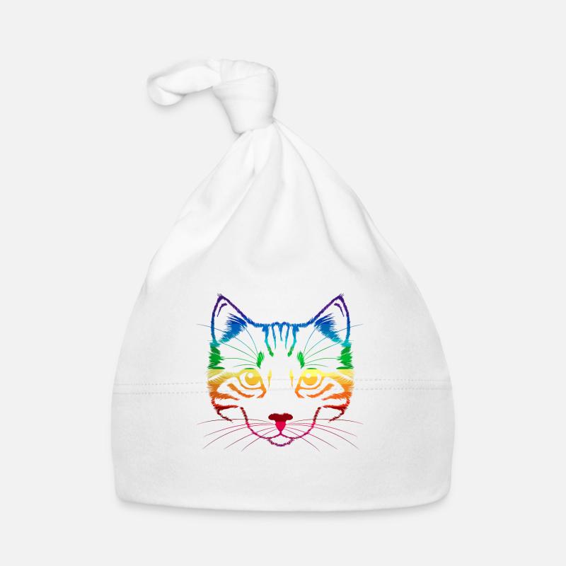 Chat arc-en-ciel LGBT - Bonnet bio Bébé - blanc