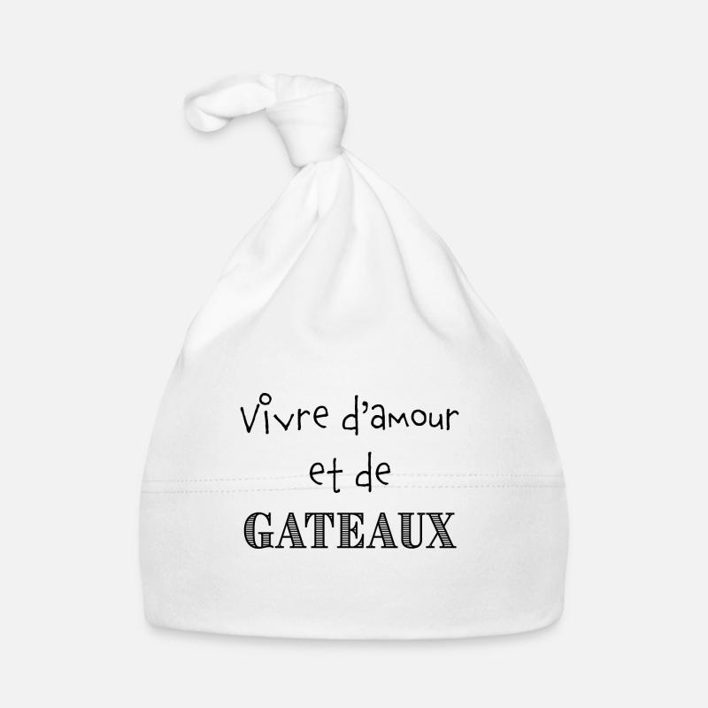 Vivre d'amour et de gateaux - Bonnet bio Bébé - blanc