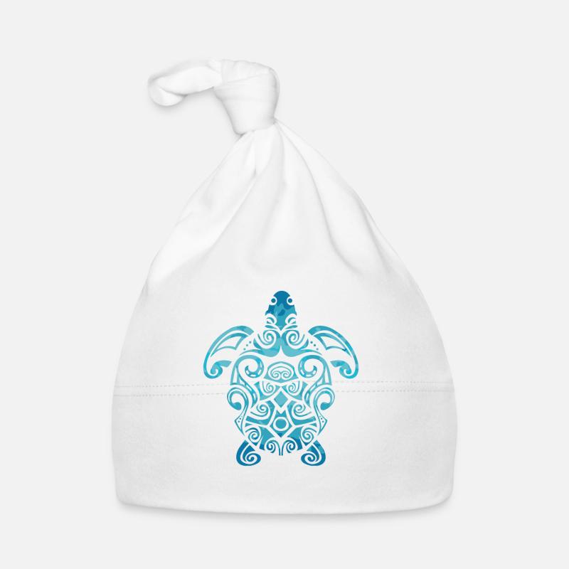 Cadeau de tatouage tribal Art Honu Tortoise Honu - Bonnet bio Bébé - blanc