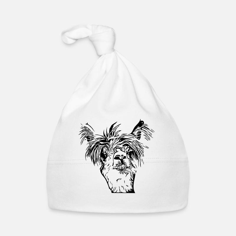 Funny llama alpaca face Organic Baby Cap