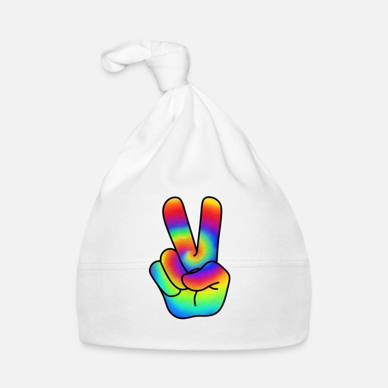 Hippie Peace Victorie Zeichen Peacezeichen Baby Bio-Mütze