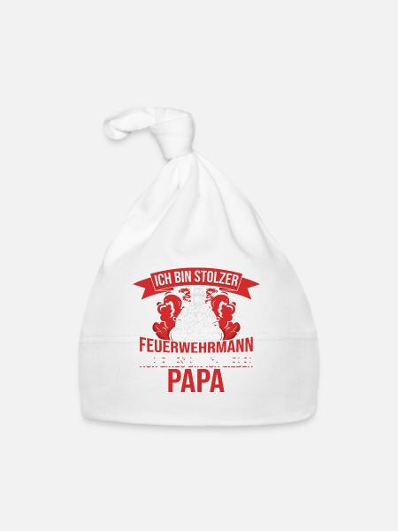 Feuerwehrmann Feuerwehr Papa Vater Motiv Spruch - Baby Bio-Mütze - Weiß - Vorne