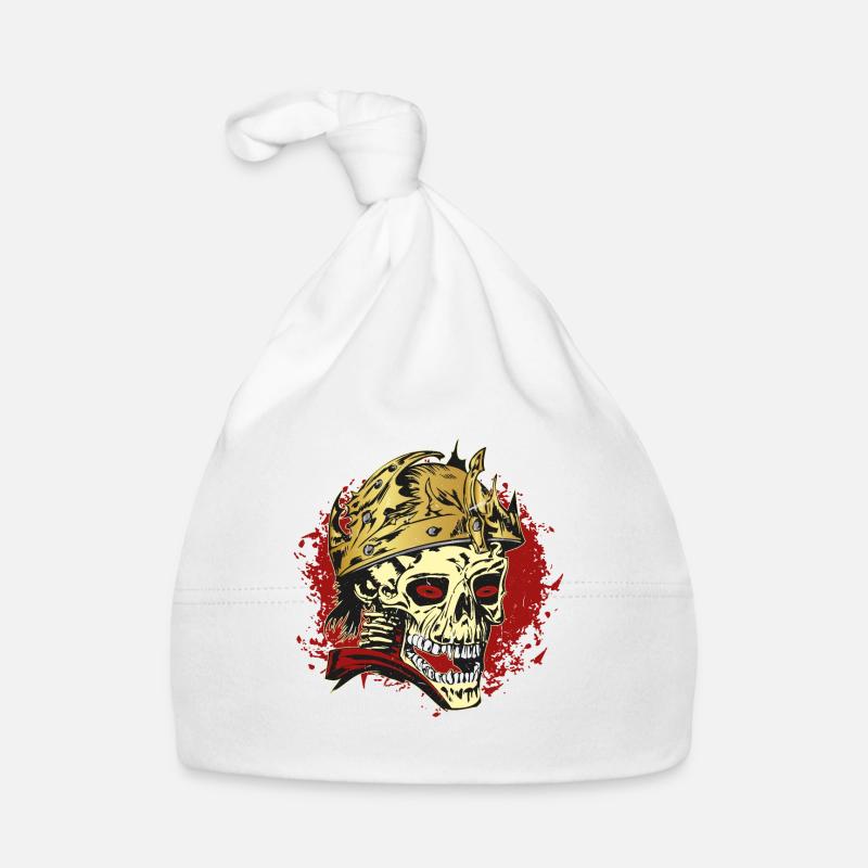 Rockabilly Schädel mit Helm Baby Bio-Mütze