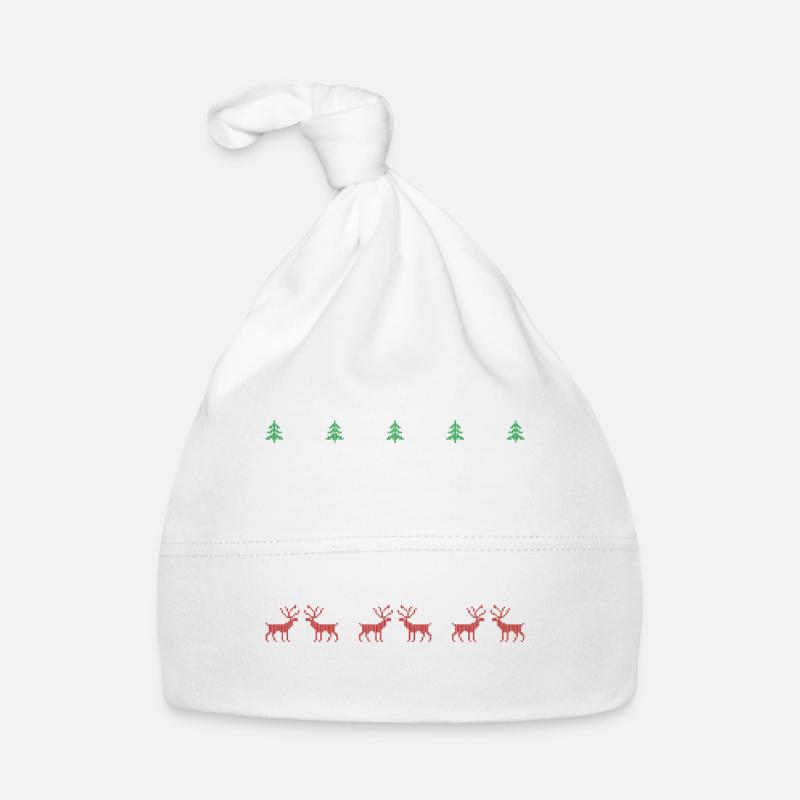 205 Strickpullover Weihnachten - Baby Bio-Mütze - Weiß