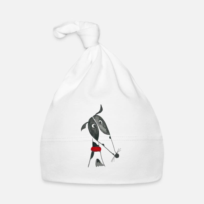 Greyhound black and white slicked Organic Baby Cap