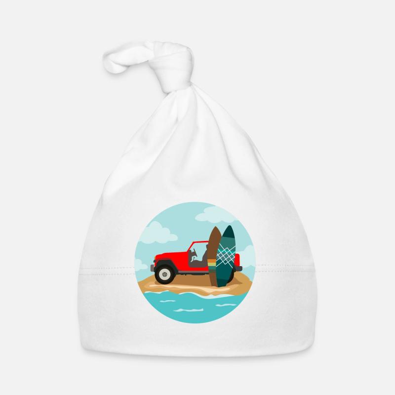 Surf jeep vague et cadeau surfeur surfeur - Bonnet bio Bébé - blanc
