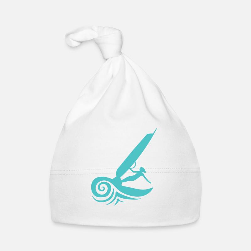 Surfing Wind Surfer Girl Silhouette Geschenkidee Baby Bio-Mütze