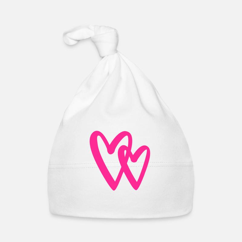 Simple Love Hearts Pink - Valentine's Romantic Organic Baby Cap