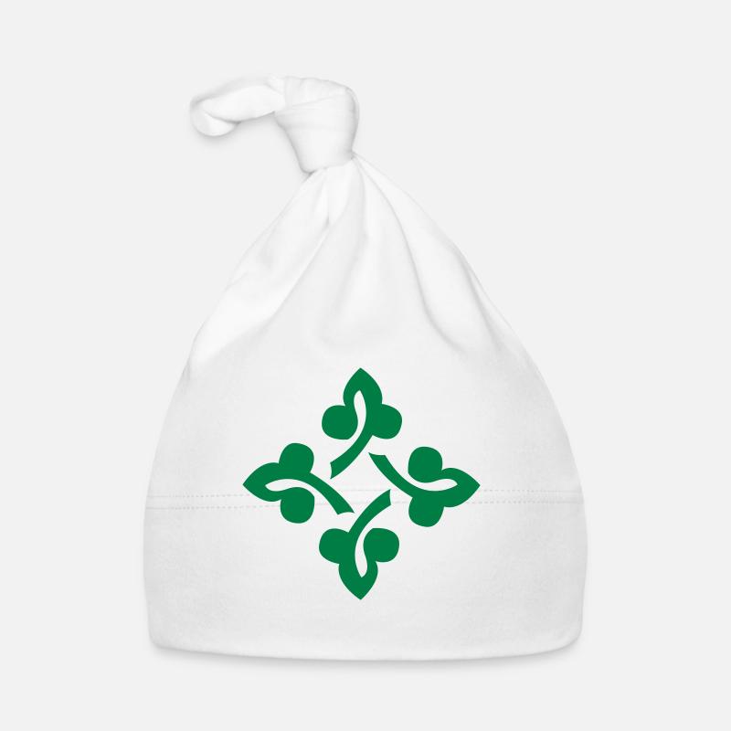 feuilles de trèfle - Bonnet bio Bébé - blanc