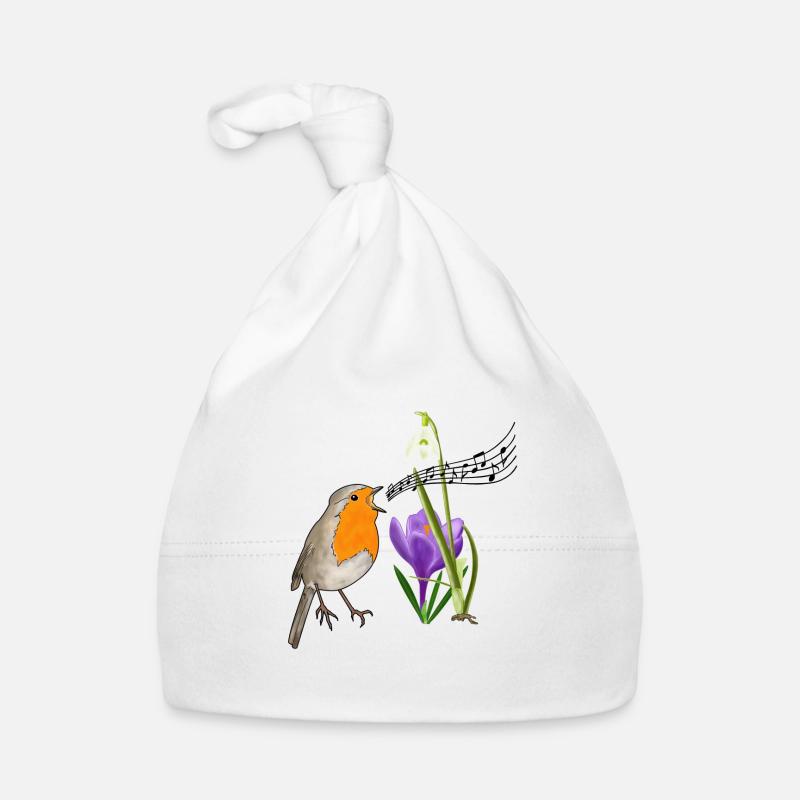 Spring, robins, singing Organic Baby Cap