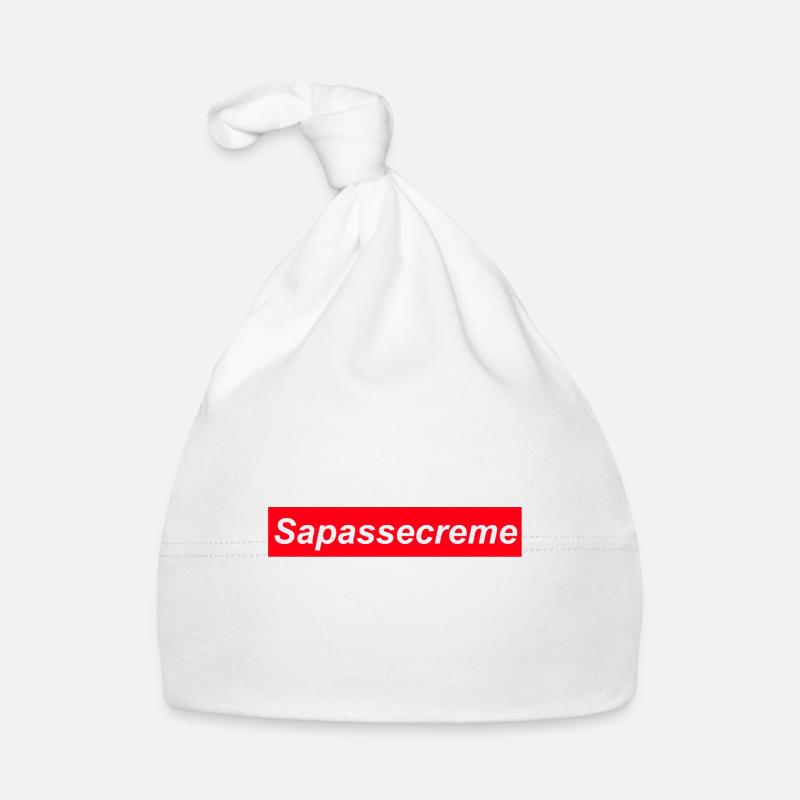 Supr logo rouge écriture blanc marque connu Bonnet bio Bébé