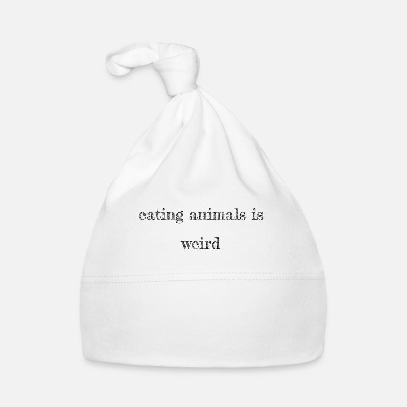 végétalien - manger des animaux est bizarre - Bonnet bio Bébé - blanc