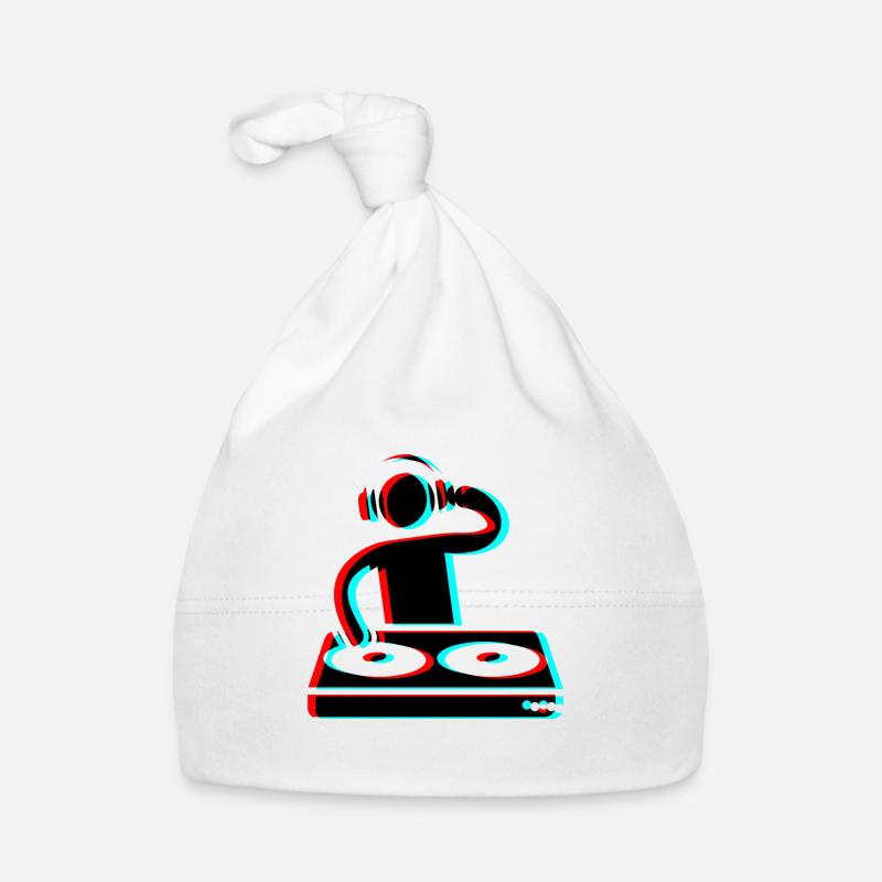 Techno Dj 3d Electro Red Blue tik tok edm - Bonnet bio Bébé - blanc