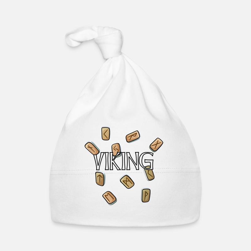 Viking - runes viking - Bonnet bio Bébé - blanc