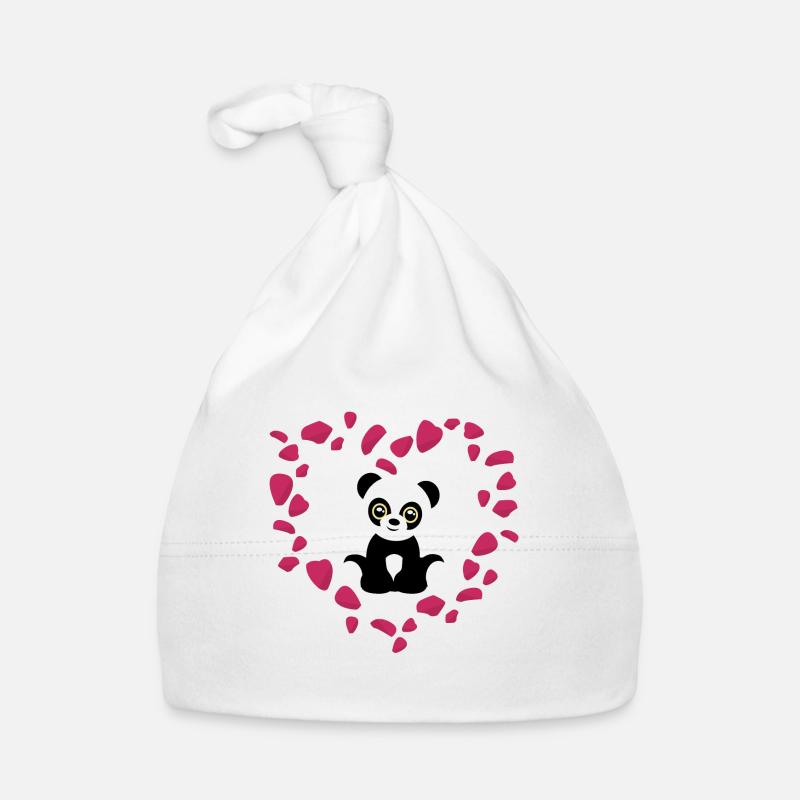 Panda mit Blütenherz Baby Bio-Mütze