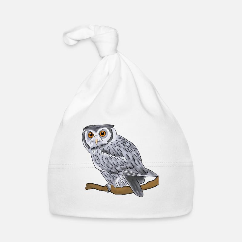 Eagle owl, owl - Organic Baby Cap - white