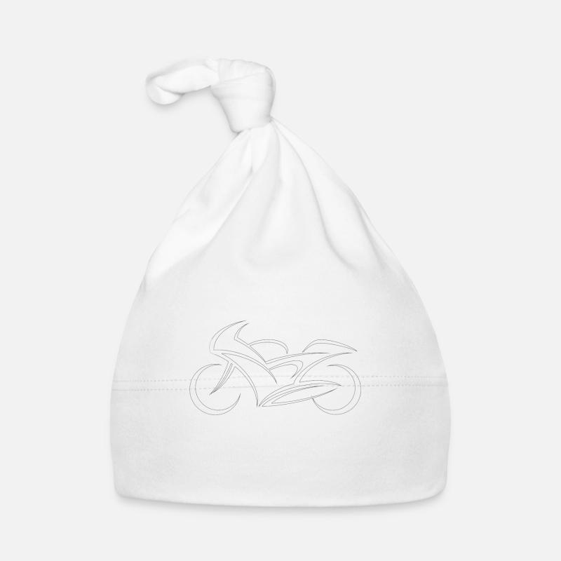 Moto blanc, logo moto Bonnet bio Bébé
