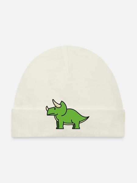 triceratops - Organic Baby Cap - white - Front