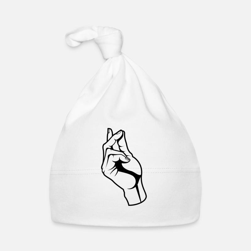 Black Finger Snap - Organic Baby Cap - white